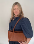 Dark Tan Leather Shoulder Bag