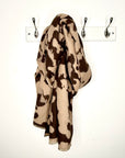 Dark Brown & Taupe Cow Print Blanket Scarf