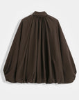 Brown Bubble Hem Flowy Bomber Jacket