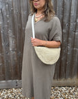 Taupe Cotton Loose Fit Shirt Dress