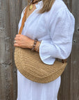 Beige Raffia Crossbody Bag