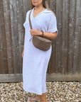 White Cotton Loose Fit Shirt Dress