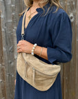 Stone Suede Large Crossbody Bum Bag