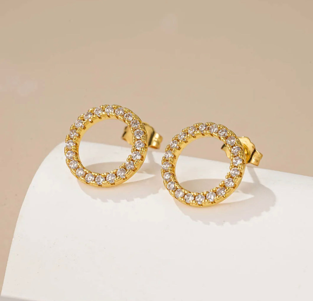 Gold Sparkly Circle Earrings
