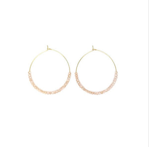 Pink & Gold Beaded Hoop Earrings