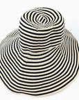 Black & Cream Striped Foldable Sun Hat