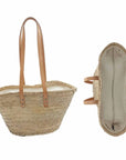 Natural Straw Tote Bag with Zip Top