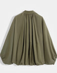 Khaki Bubble Hem Flowy Bomber Jacket