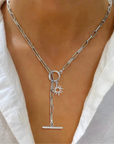 Silver Paperclip & Sunburst Necklace