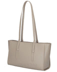 taupe leather tote handbag