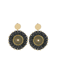 Black & Gold Beaded Disc Earrings