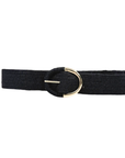 Black Wide Linen Stretch Belt
