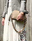 Light Taupe Crossbody Bag with Tassel