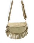 Suede Large Stone Fringed Crossbody/ Waist Bag