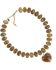 Taupe Heart Resin Beaded Necklace
