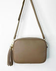 Dark Taupe Crossbody Bag with Tassel