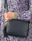Navy Crossbody Bag with Tassel