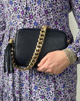 Navy Crossbody Bag with Tassel
