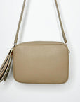 Light Taupe Crossbody Bag with Tassel