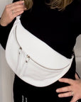 White Large Crossbody Bum Bag