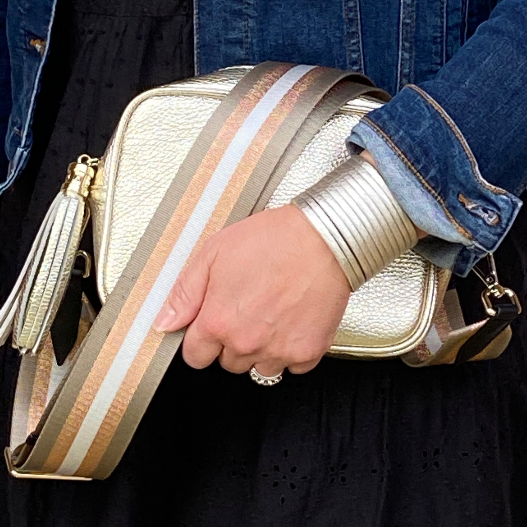 Gold Crossbody Bag with Tassel