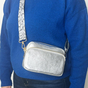 Silver Crossbody Front Pocket Bag