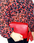 Red Crossbody Bag with Tassel