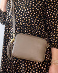 Dark Taupe Crossbody Bag with Tassel