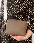 Dark Taupe Crossbody Bag with Tassel