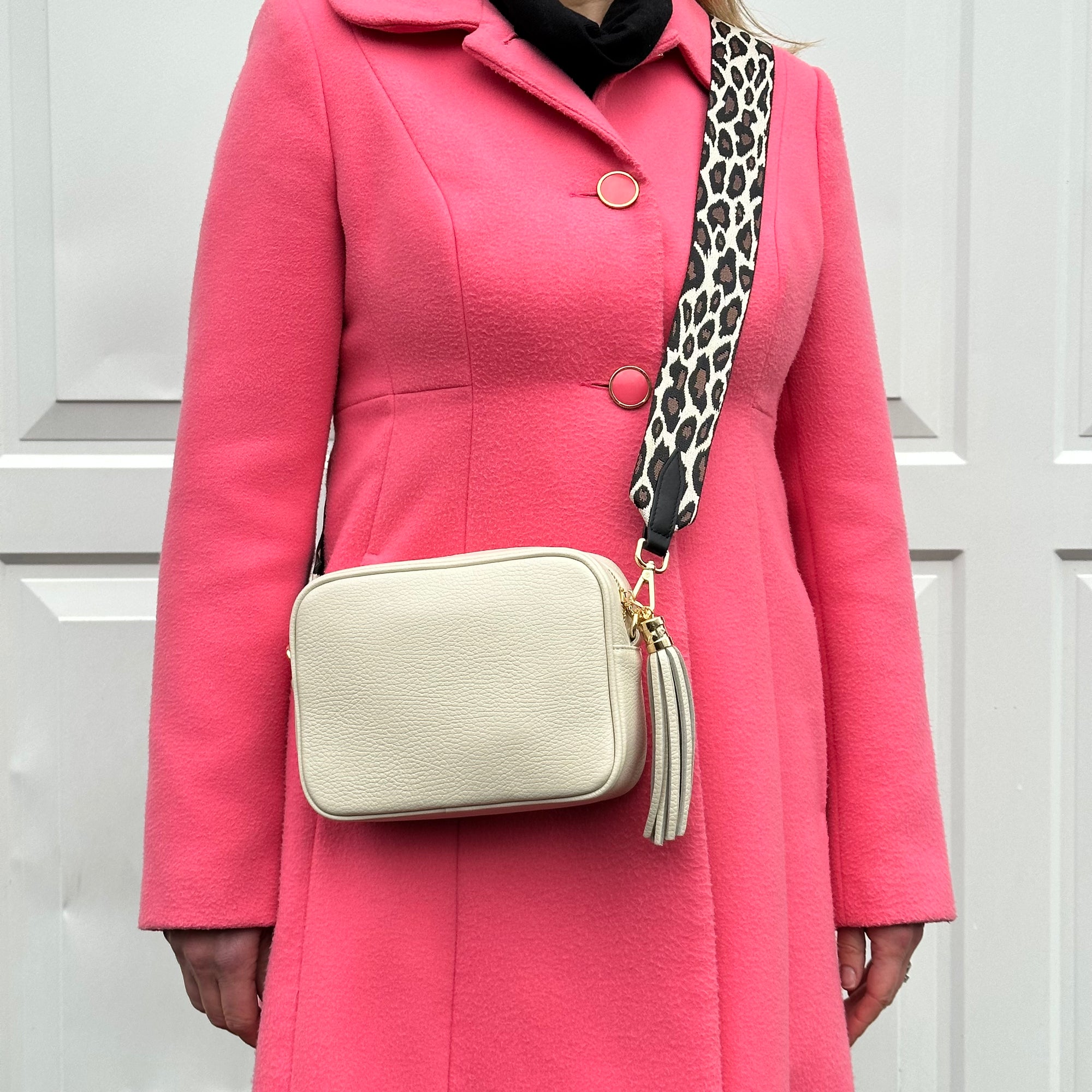 Cream Crossbody Bag with Tassel