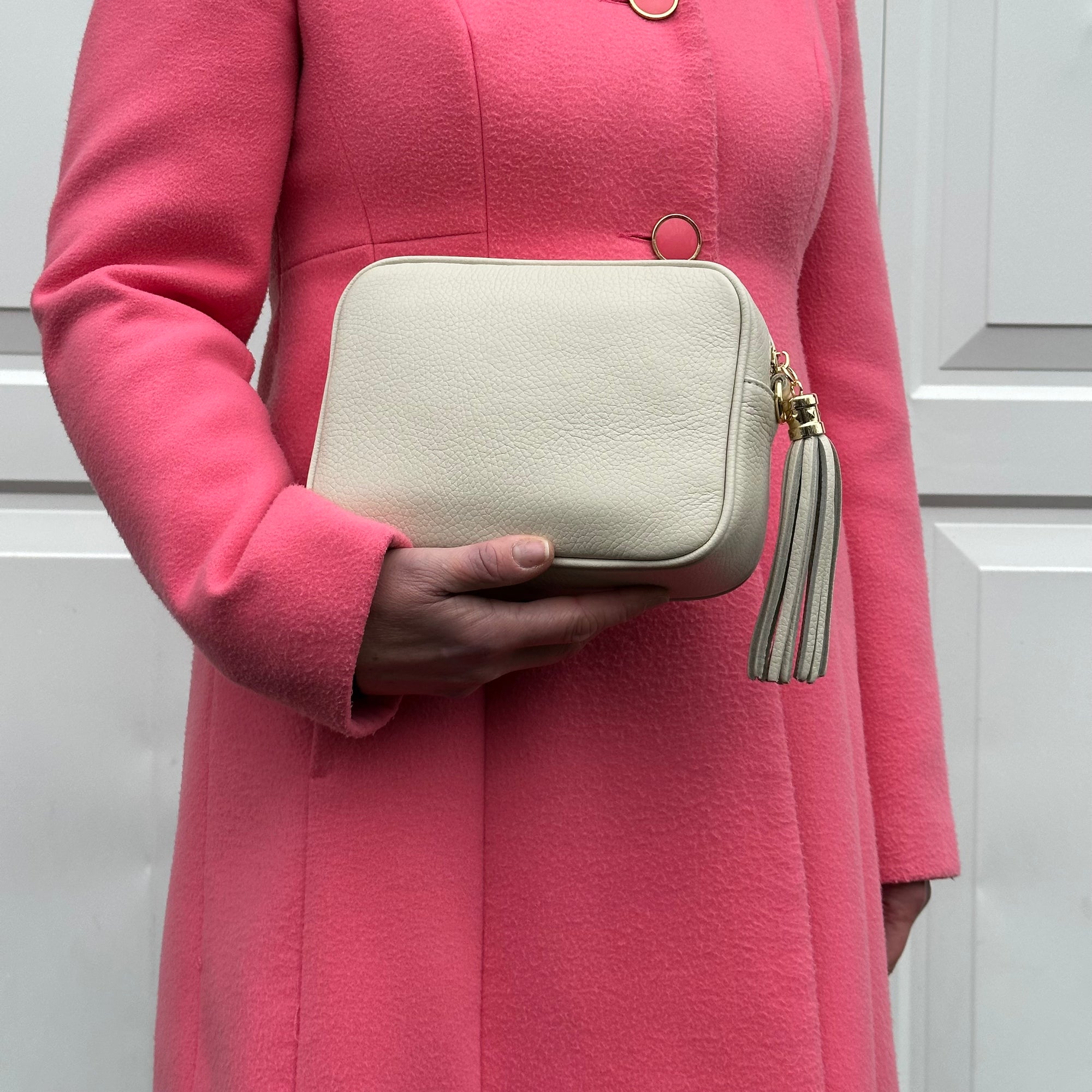 Cream Crossbody Bag with Tassel