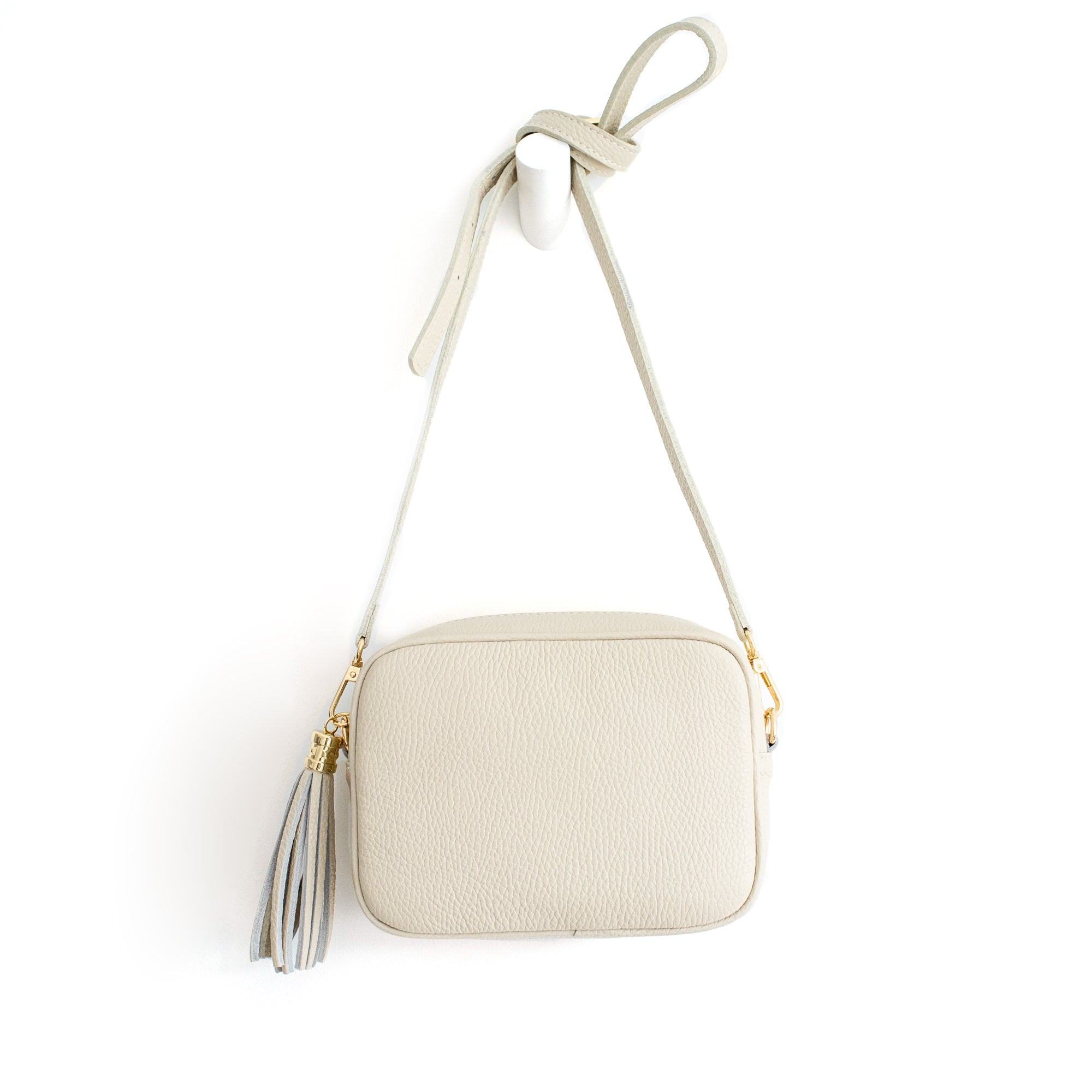 Cream Crossbody Bag with Tassel