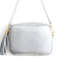 Silver Crossbody Bag with Tassel