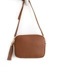 Dark Tan Crossbody Bag with Tassel