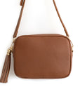 Dark Tan Crossbody Bag with Tassel