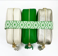 Load image into Gallery viewer, Green &amp; Cream Diamond Bag Strap - Gold Hardware
