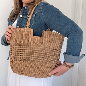 Beige Straw Tote Bag