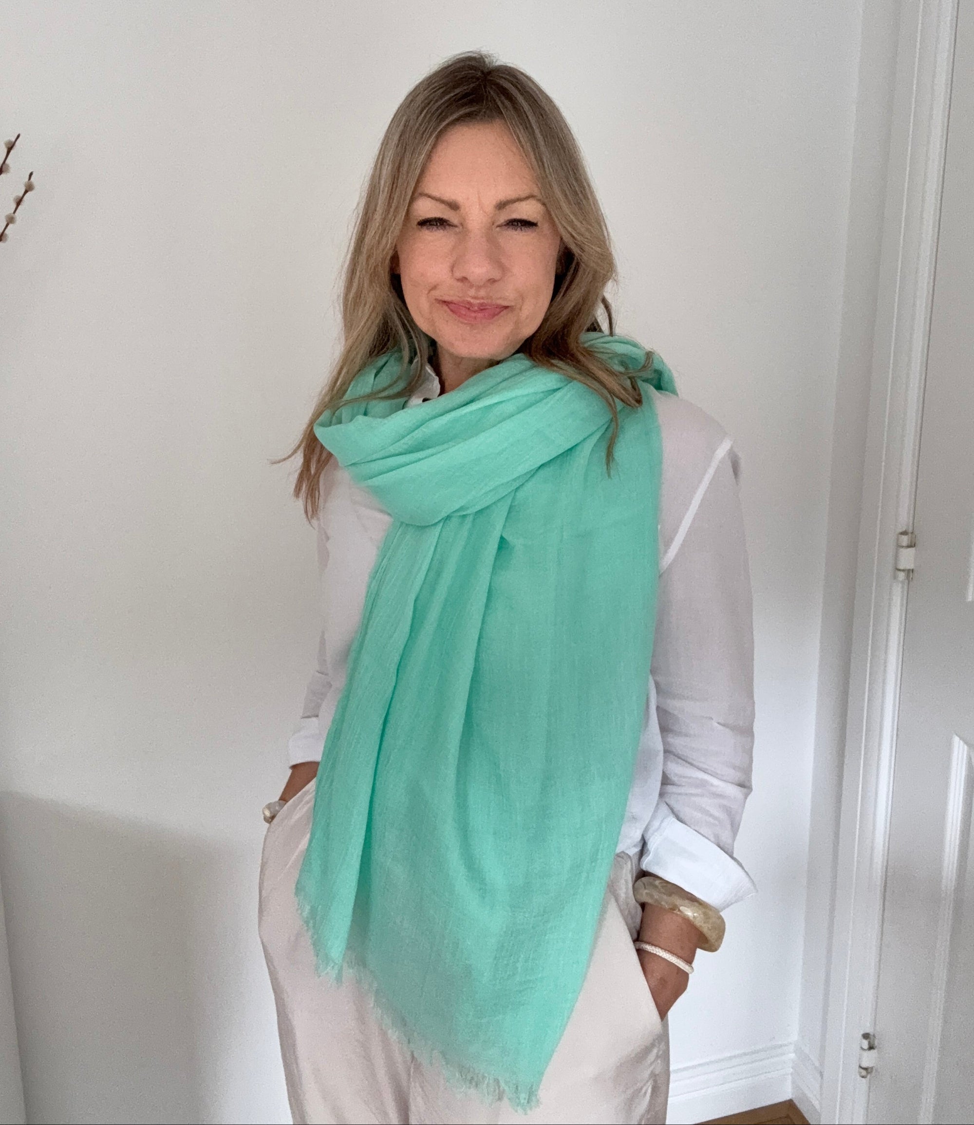 Aqua Plain Lightweight Scarf