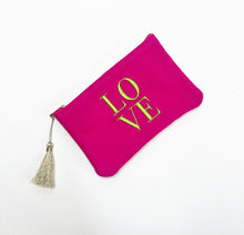 Load image into Gallery viewer, Bright Pink LOVE Small Make Up Bag
