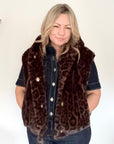 Brown Leopard Print Lux Faux Fur Gilet
