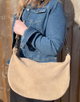 Stone Suede Large Crossbody Swing Bag