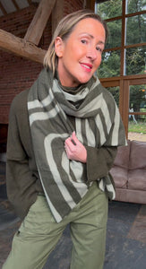 Khaki Mix Geometric Scarf