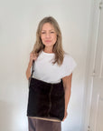 Dark Brown Suede & Leather Tote/ Shoulder Bag