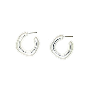 Silver Chunky Square Hoop Earrings