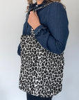 Grey & White Leopard Print Tote Bag