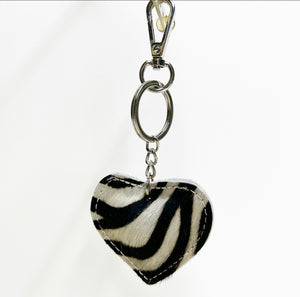 Zebra Pony Skin Heart Keyring