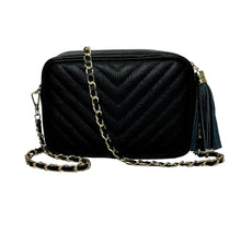 Load image into Gallery viewer, Preorder for dispatch w/c 25/3 - Black Chevron Tassel Bag

