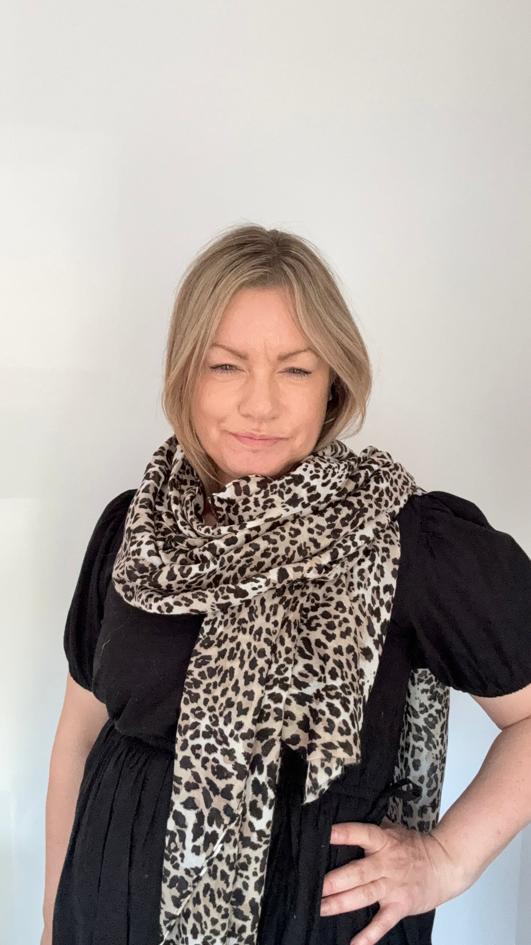 Pale Taupe Animal Print Scarf