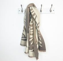 Load image into Gallery viewer, Taupe &amp; Cream Zebra Print Blanket Scarf
