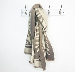 Taupe & Cream Zebra Print Blanket Scarf